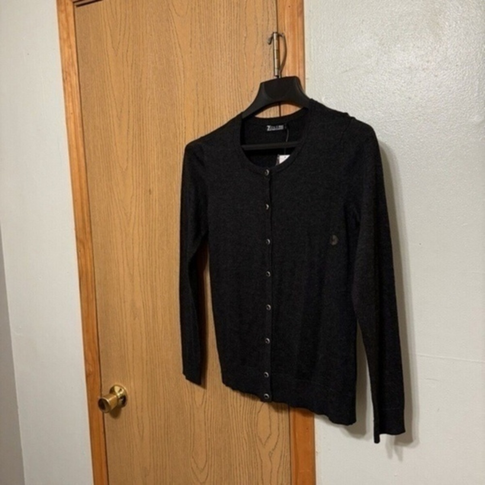 New York & Company NWT Medium Solid Gray Long Sleeve Button-Front Cardigan